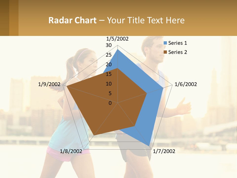 A Man And A Woman Running In A City PowerPoint Template