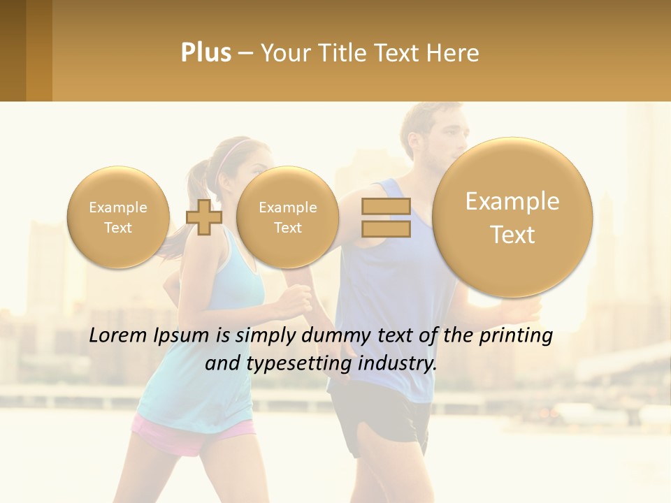 A Man And A Woman Running In A City PowerPoint Template