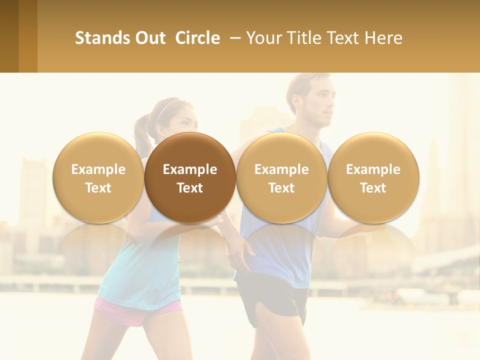 A Man And A Woman Running In A City PowerPoint Template