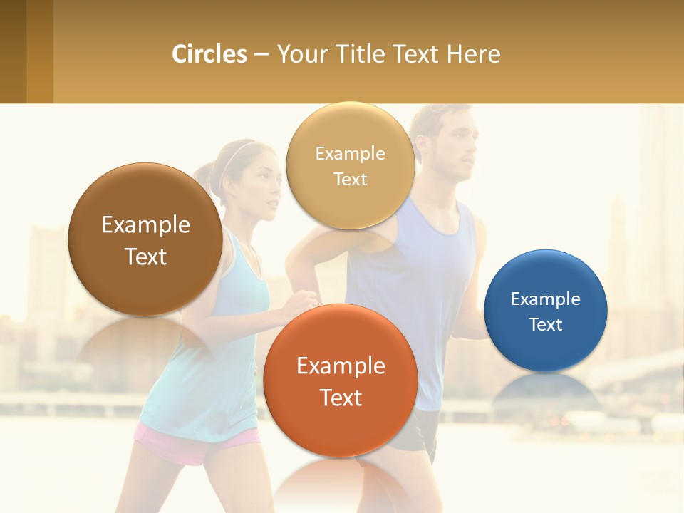 A Man And A Woman Running In A City PowerPoint Template