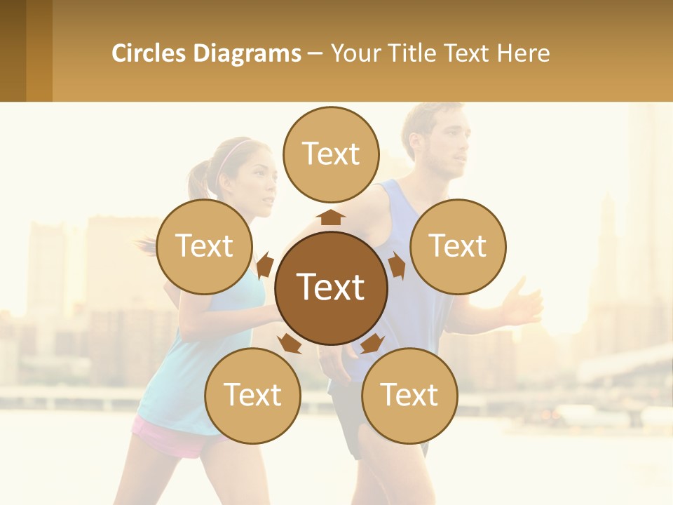 A Man And A Woman Running In A City PowerPoint Template