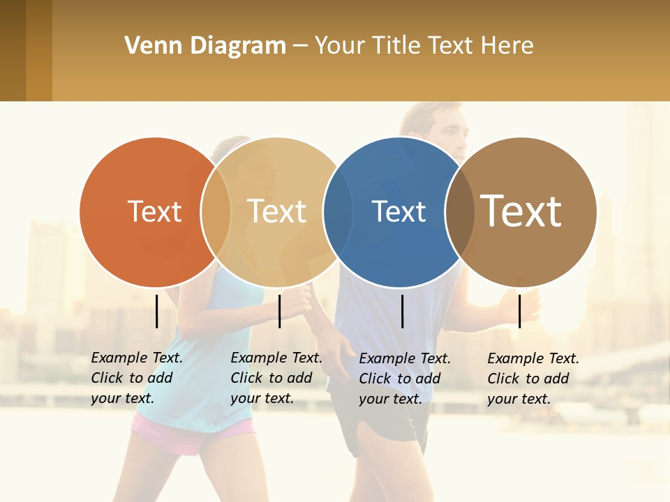 A Man And A Woman Running In A City PowerPoint Template