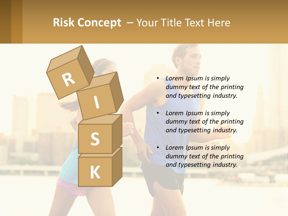 A Man And A Woman Running In A City PowerPoint Template