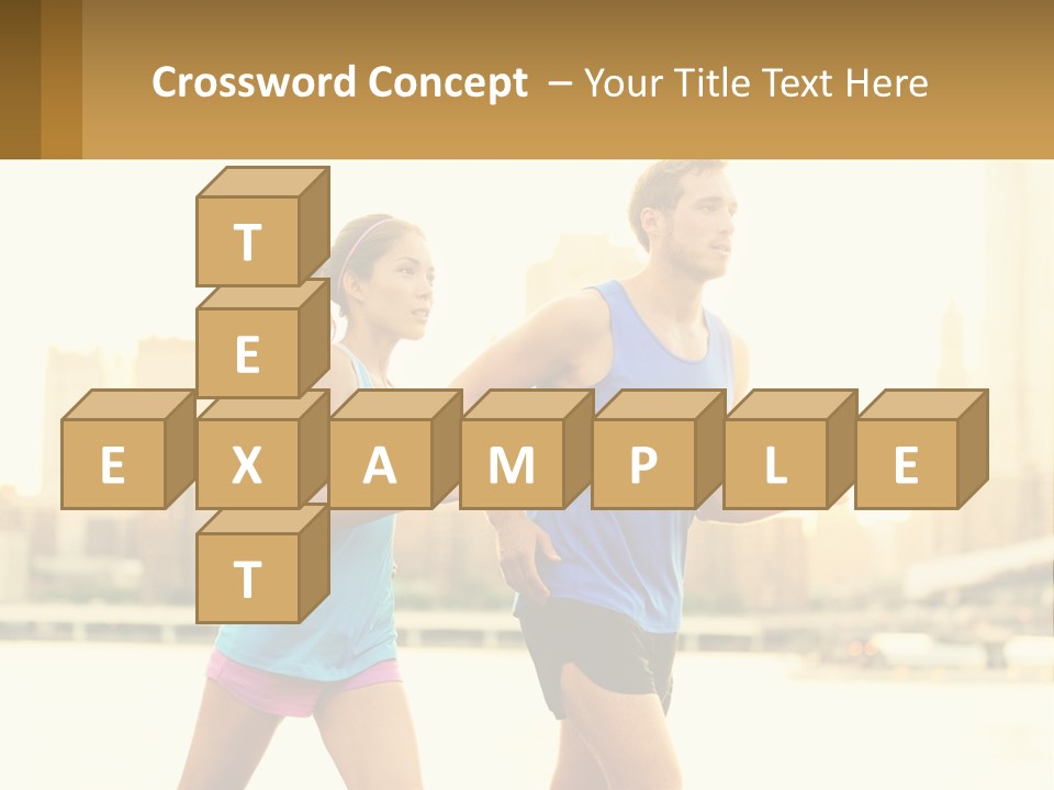 A Man And A Woman Running In A City PowerPoint Template