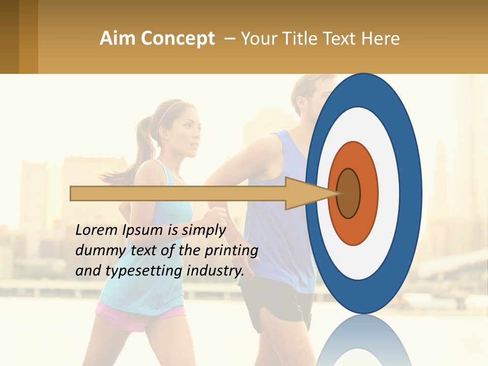 A Man And A Woman Running In A City PowerPoint Template