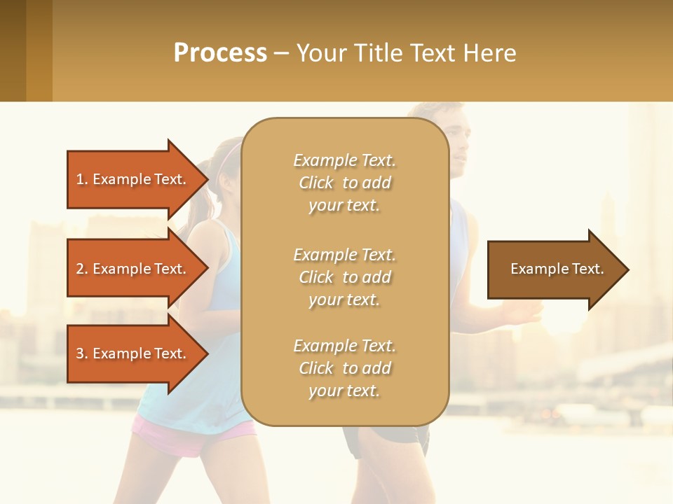 A Man And A Woman Running In A City PowerPoint Template