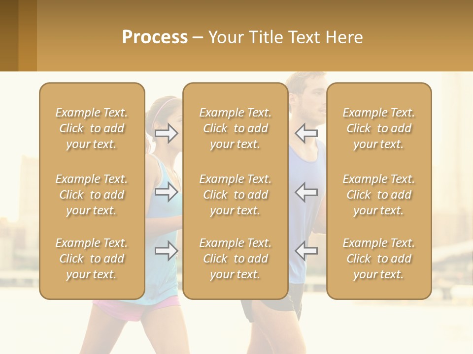 A Man And A Woman Running In A City PowerPoint Template