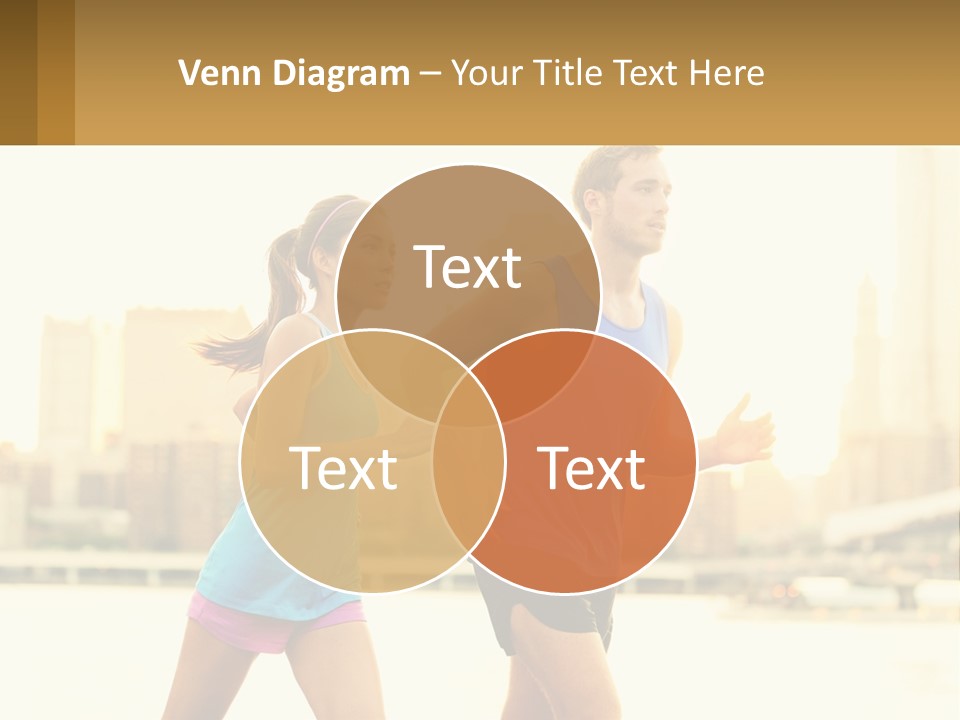 A Man And A Woman Running In A City PowerPoint Template