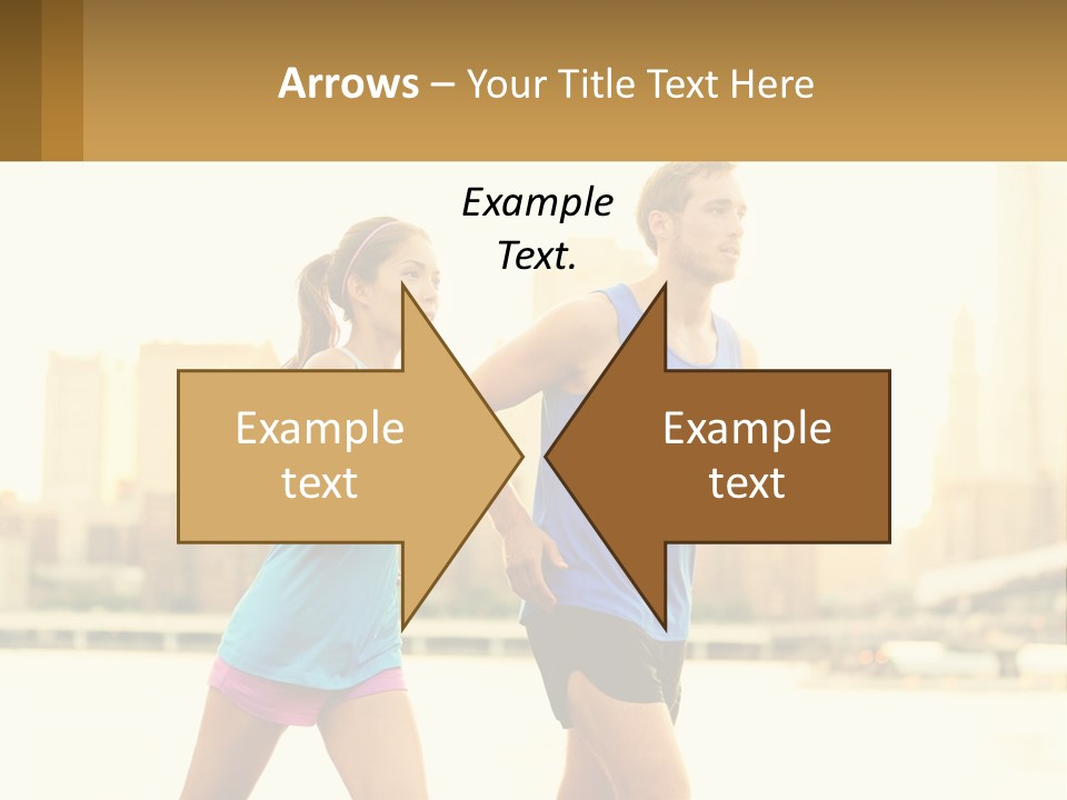 A Man And A Woman Running In A City PowerPoint Template