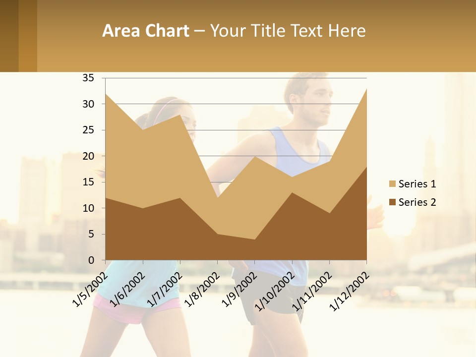 A Man And A Woman Running In A City PowerPoint Template