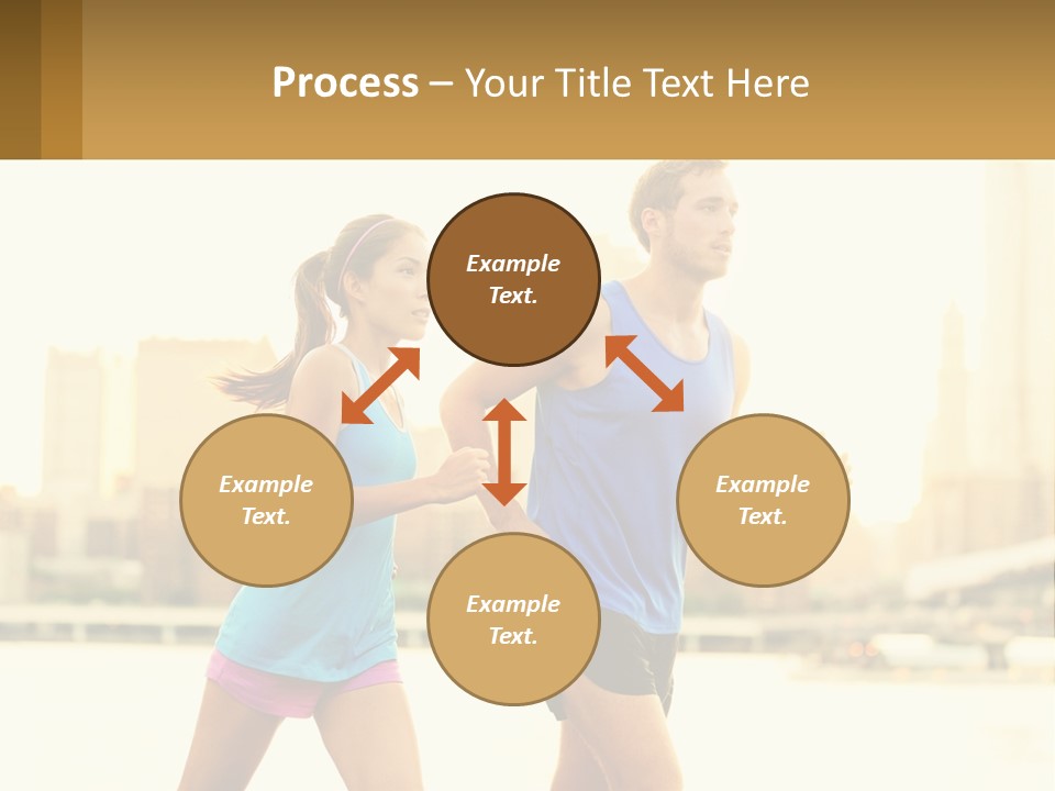 A Man And A Woman Running In A City PowerPoint Template