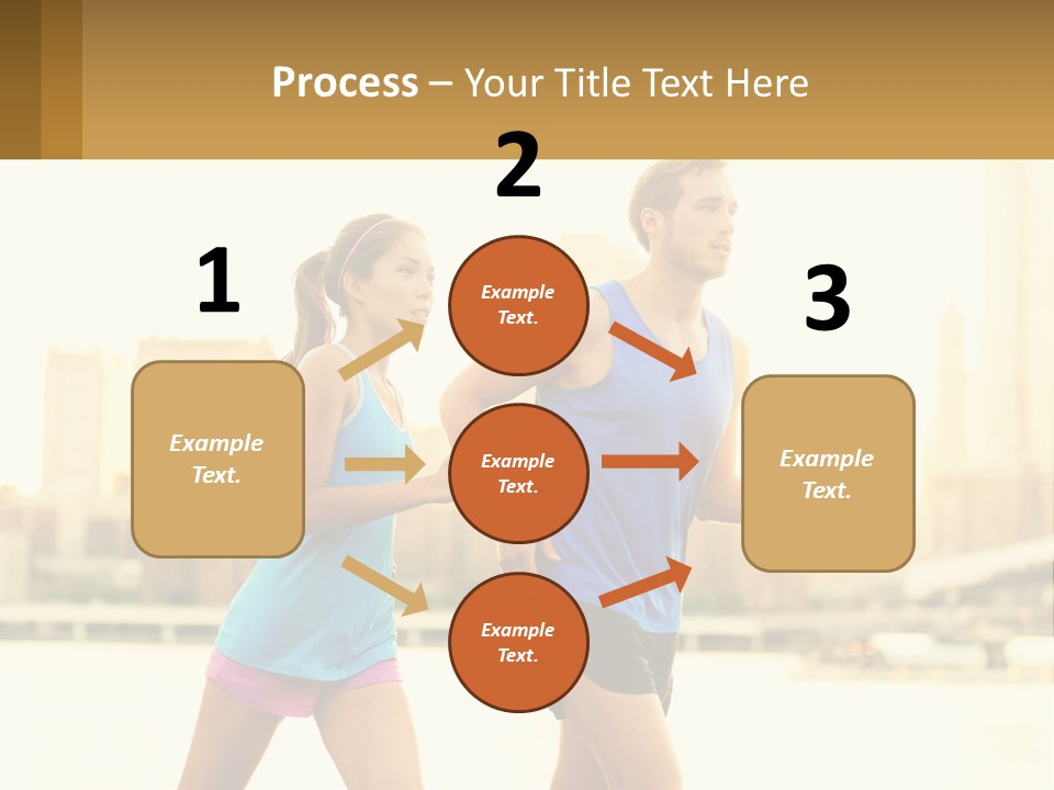 A Man And A Woman Running In A City PowerPoint Template