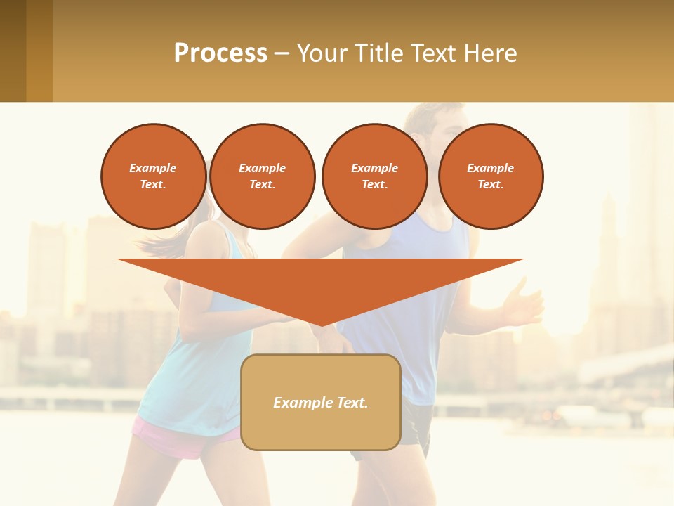 A Man And A Woman Running In A City PowerPoint Template