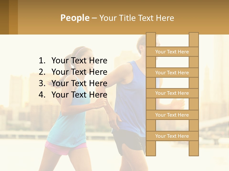 A Man And A Woman Running In A City PowerPoint Template