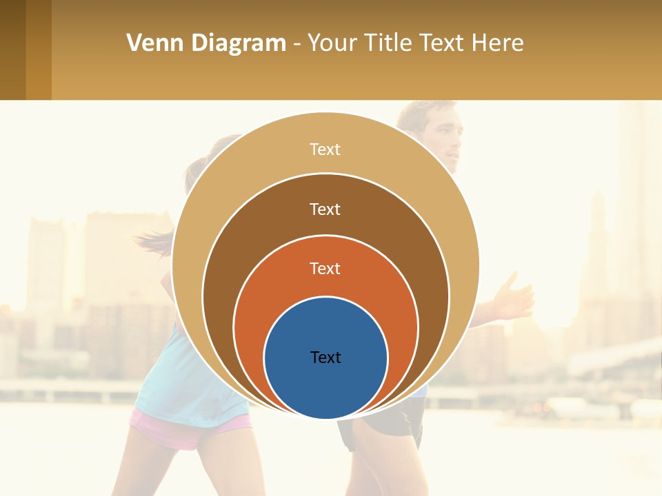 A Man And A Woman Running In A City PowerPoint Template