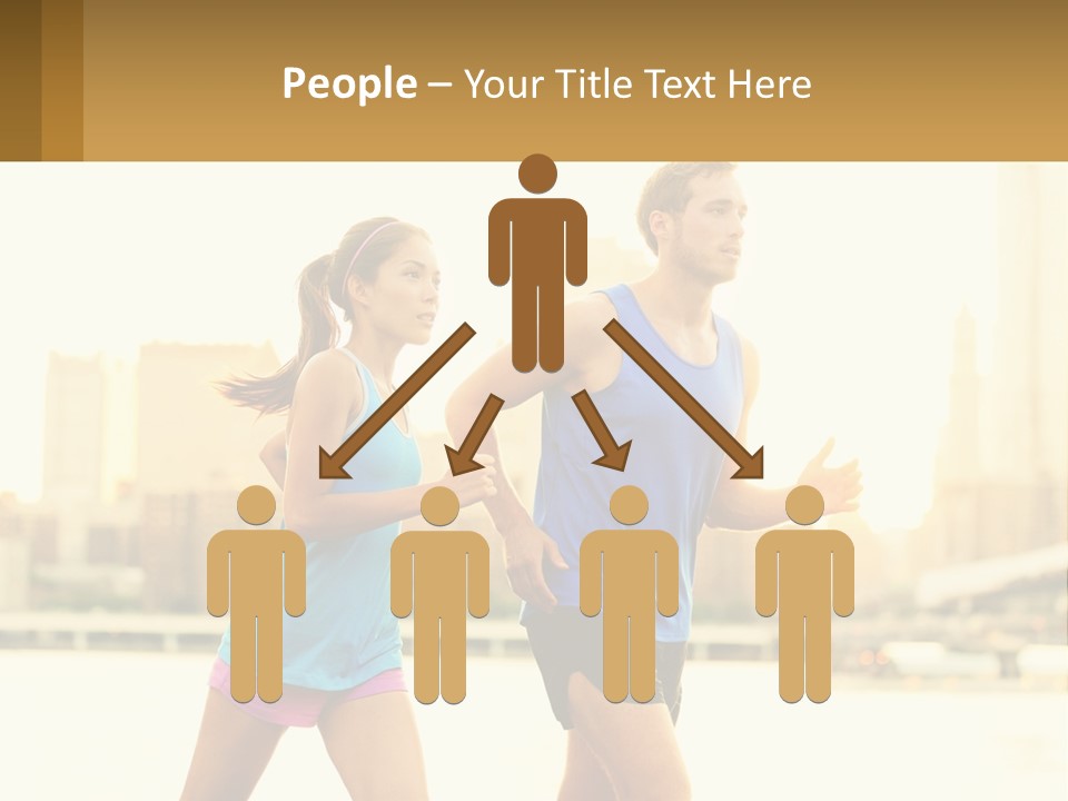 A Man And A Woman Running In A City PowerPoint Template