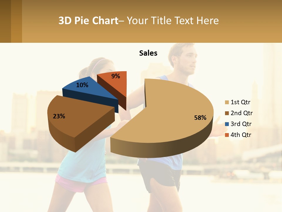A Man And A Woman Running In A City PowerPoint Template
