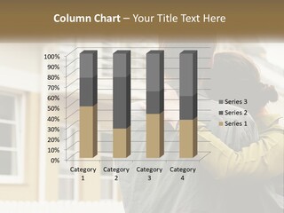 A Man And Woman Hugging In Front Of A House PowerPoint Template