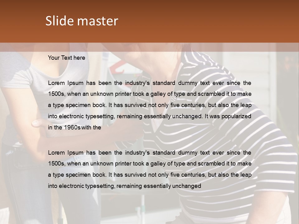 A Woman And A Man Are Outside Of A House PowerPoint Template