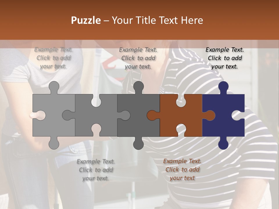 A Woman And A Man Are Outside Of A House PowerPoint Template