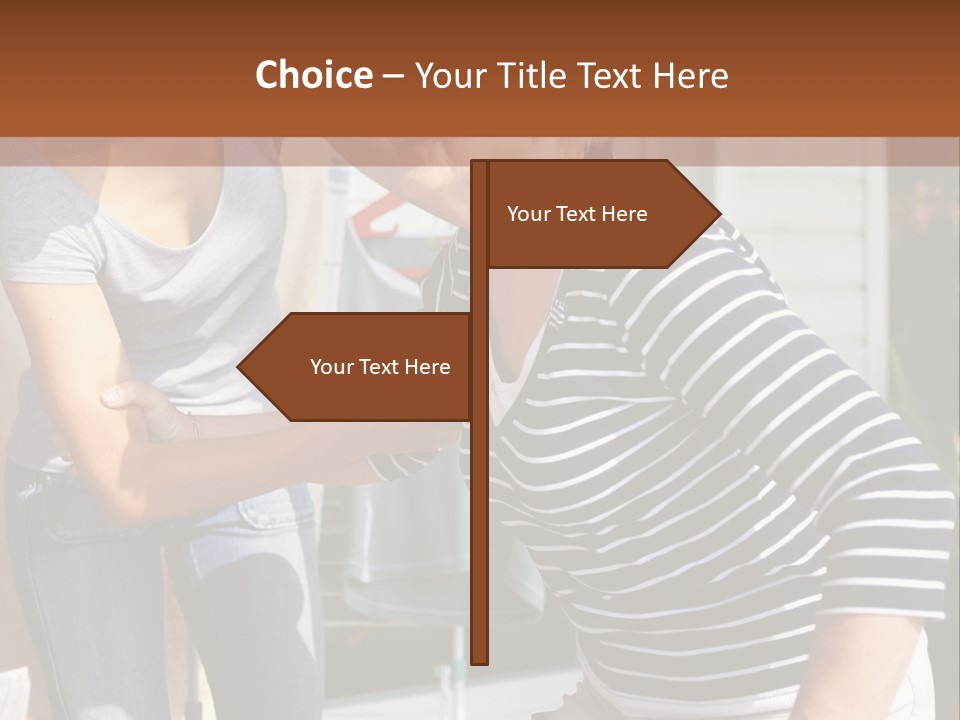 A Woman And A Man Are Outside Of A House PowerPoint Template