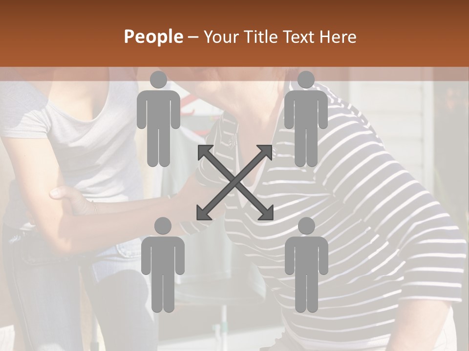 A Woman And A Man Are Outside Of A House PowerPoint Template