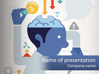 A Man With A Brain On His Head Is Shown In This Powerpoint Presentation PowerPoint Template