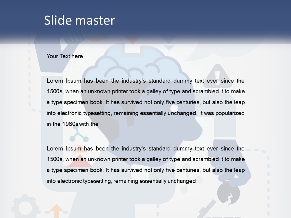 A Man With A Brain On His Head Is Shown In This Powerpoint Presentation PowerPoint Template
