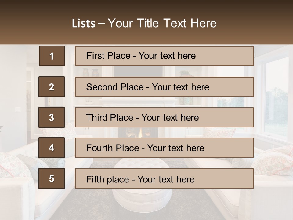 A Living Room Filled With Furniture And A Fire Place PowerPoint Template