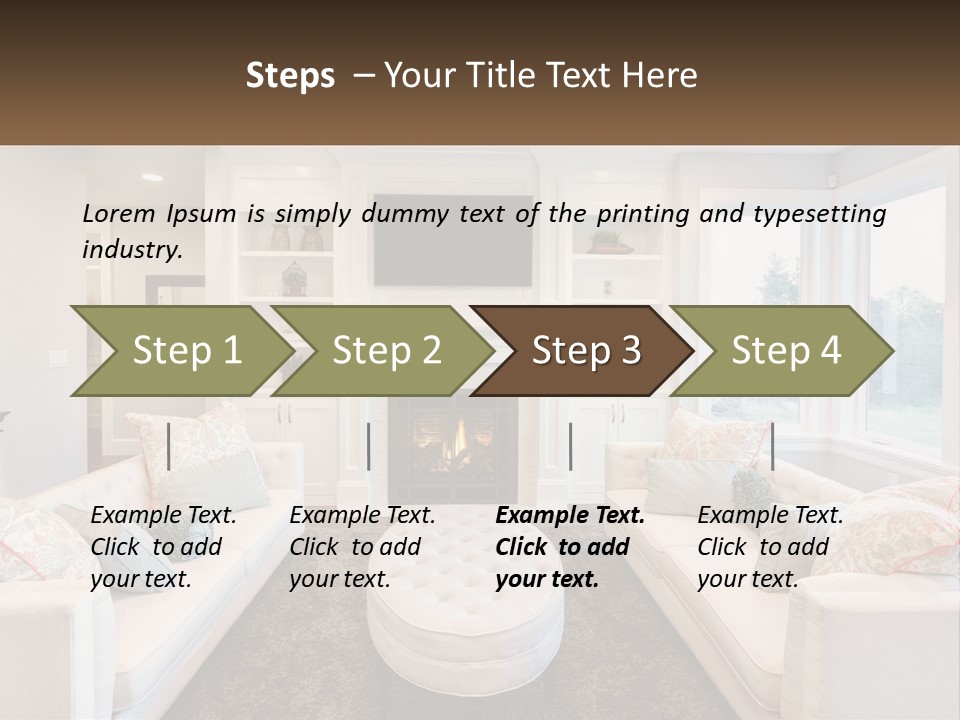 A Living Room Filled With Furniture And A Fire Place PowerPoint Template