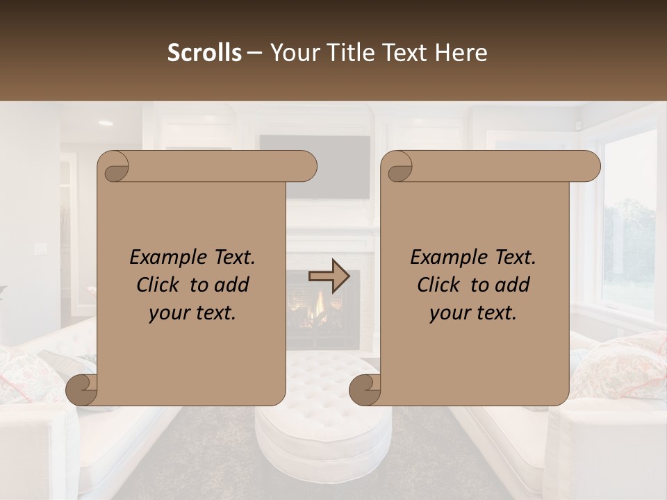 A Living Room Filled With Furniture And A Fire Place PowerPoint Template