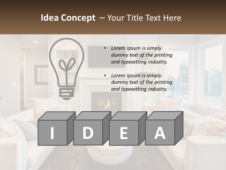 A Living Room Filled With Furniture And A Fire Place PowerPoint Template