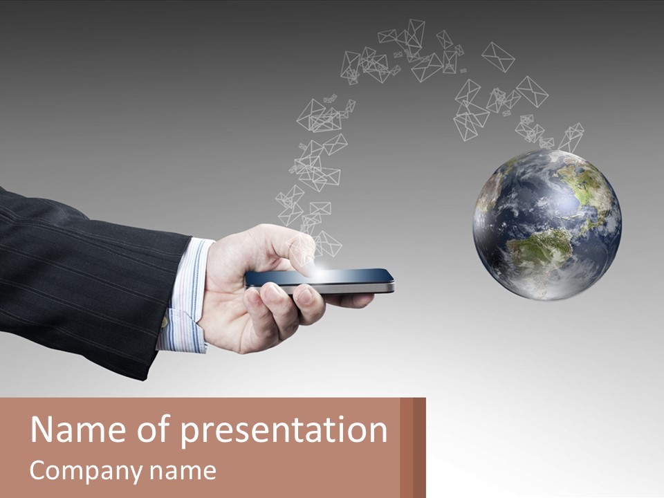 A Person Holding A Cell Phone In Their Hand PowerPoint Template