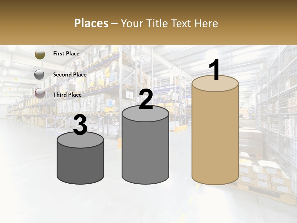 A Large Warehouse Filled With Lots Of Boxes PowerPoint Template