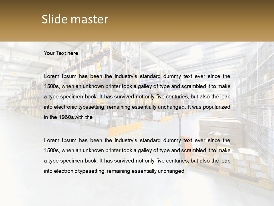 A Large Warehouse Filled With Lots Of Boxes PowerPoint Template