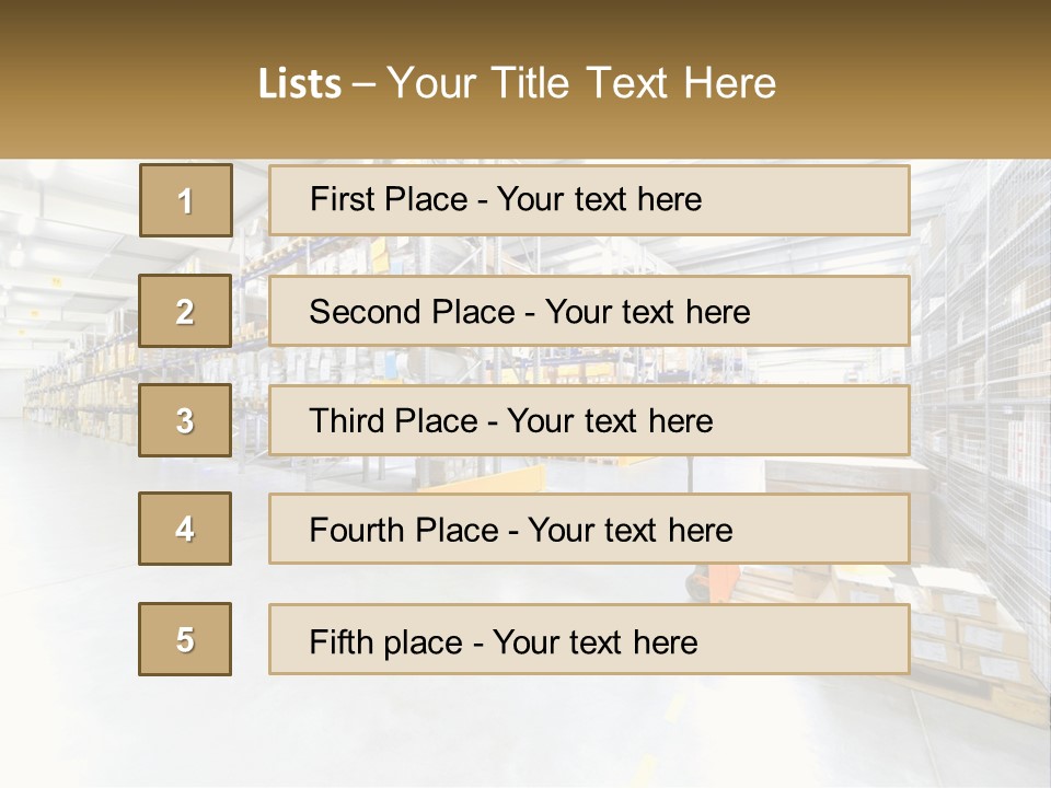 A Large Warehouse Filled With Lots Of Boxes PowerPoint Template