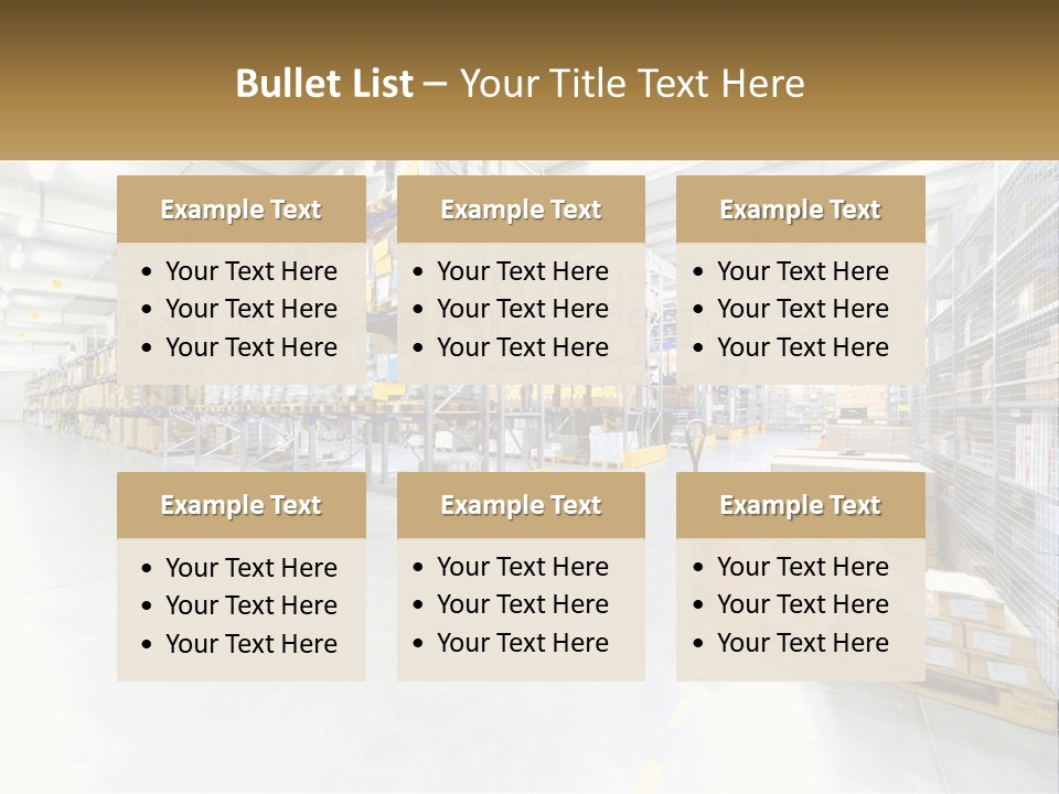 A Large Warehouse Filled With Lots Of Boxes PowerPoint Template
