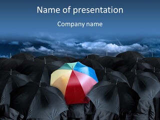 A Group Of People Holding Umbrellas In The Middle Of A Field PowerPoint Template