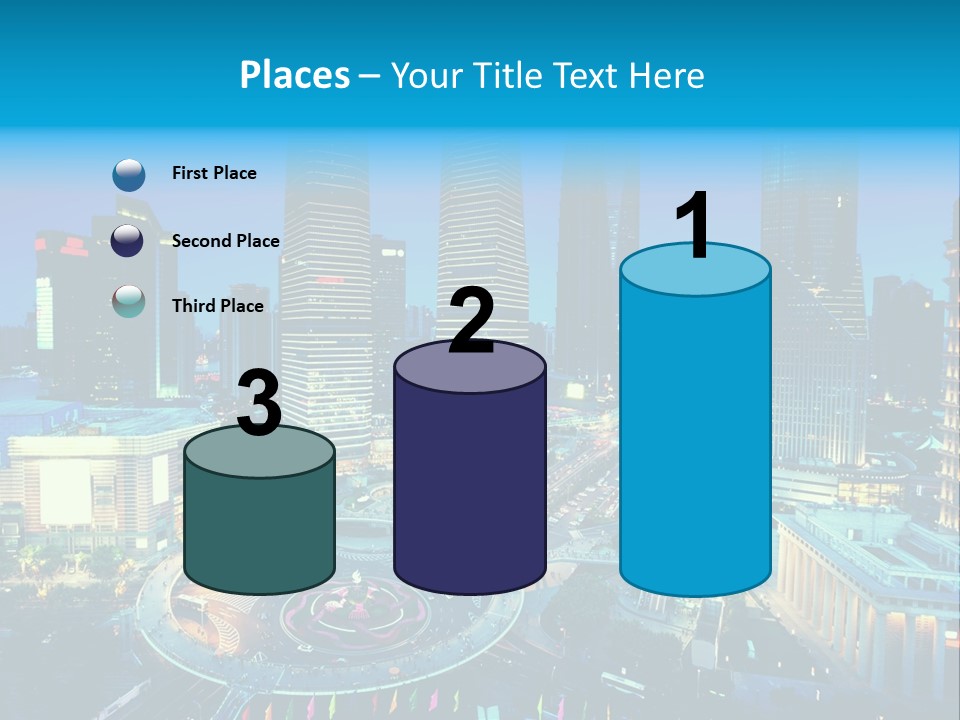 A Cityscape With Skyscrapers In The Background At Night PowerPoint Template