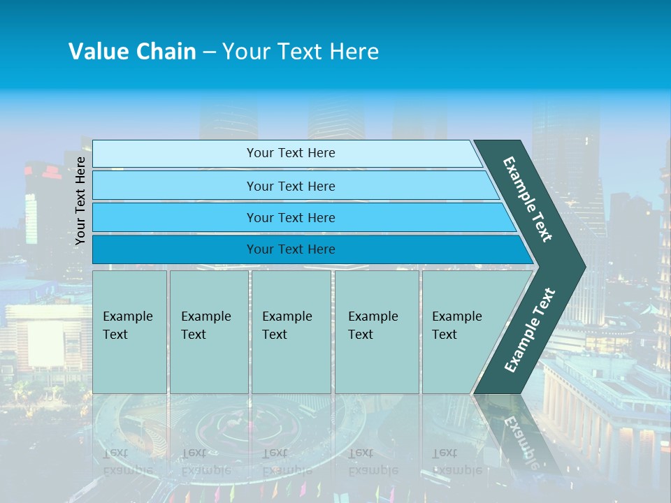 A Cityscape With Skyscrapers In The Background At Night PowerPoint Template