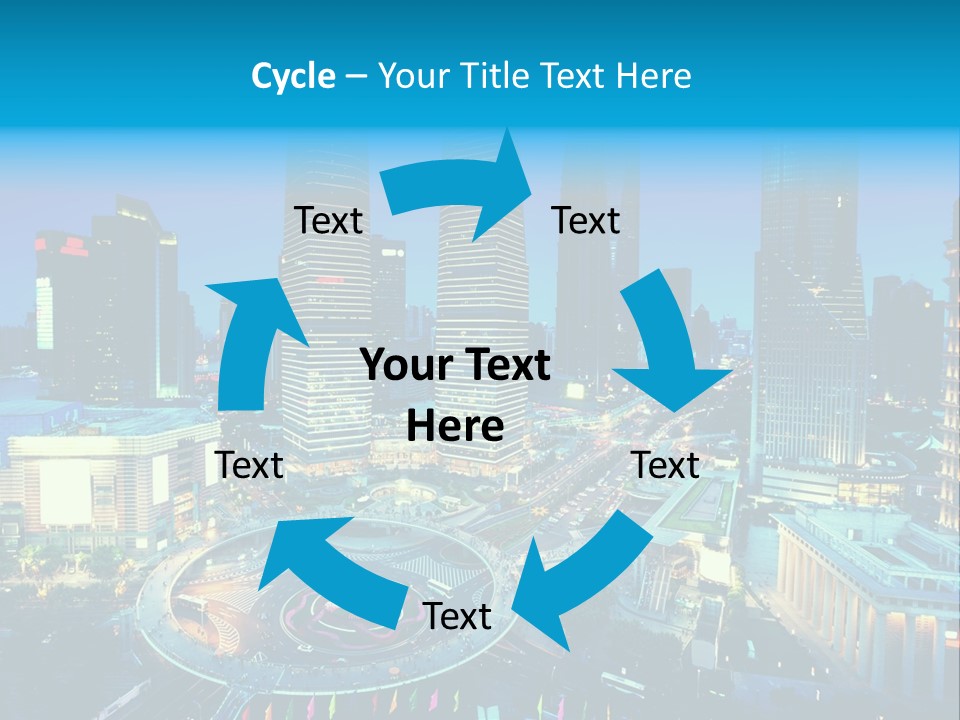 A Cityscape With Skyscrapers In The Background At Night PowerPoint Template