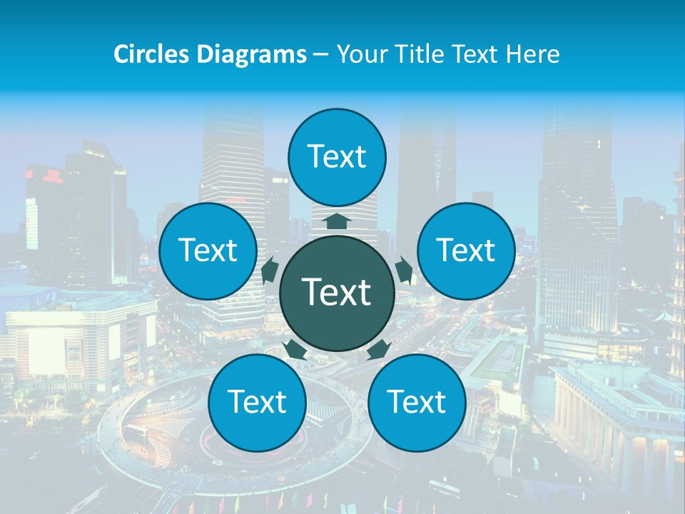 A Cityscape With Skyscrapers In The Background At Night PowerPoint Template