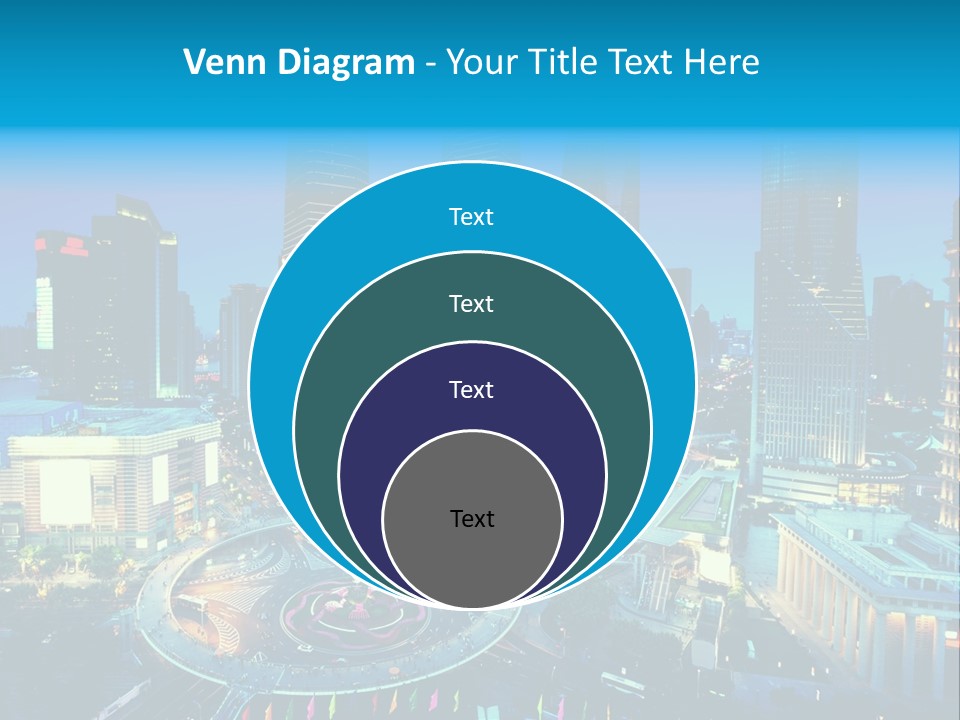 A Cityscape With Skyscrapers In The Background At Night PowerPoint Template