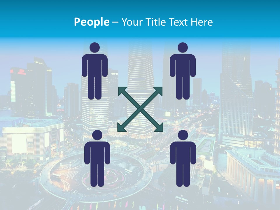 A Cityscape With Skyscrapers In The Background At Night PowerPoint Template