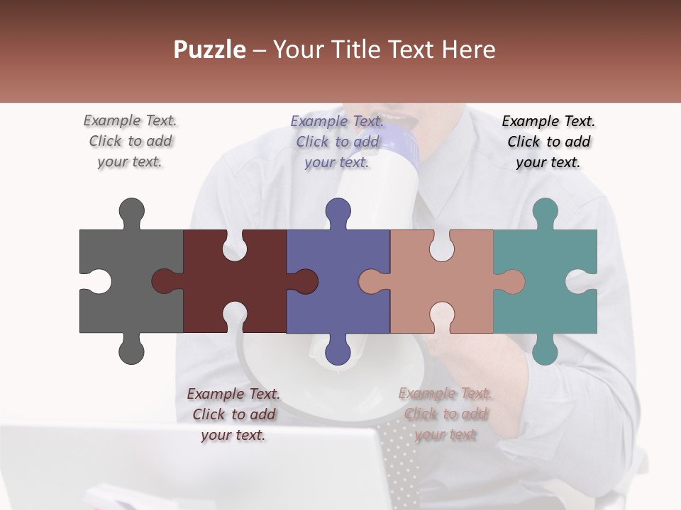 A Man Holding A Megaphone In Front Of A Laptop PowerPoint Template