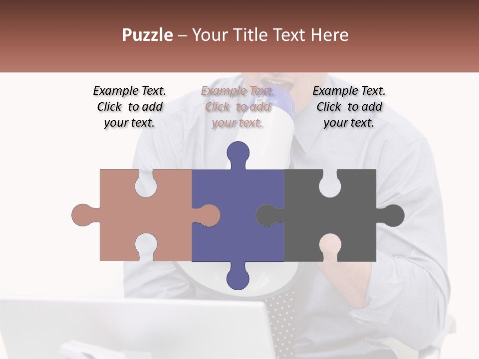 A Man Holding A Megaphone In Front Of A Laptop PowerPoint Template