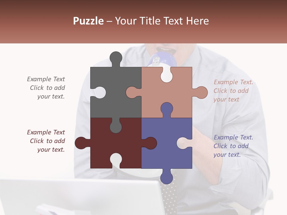 A Man Holding A Megaphone In Front Of A Laptop PowerPoint Template