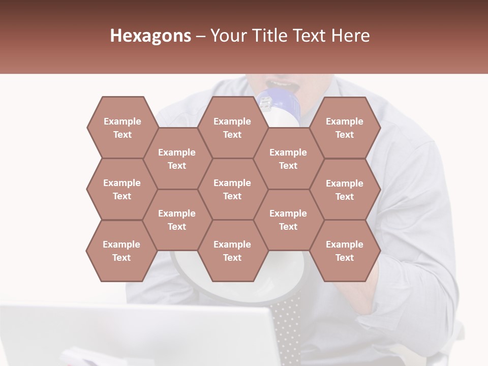 A Man Holding A Megaphone In Front Of A Laptop PowerPoint Template