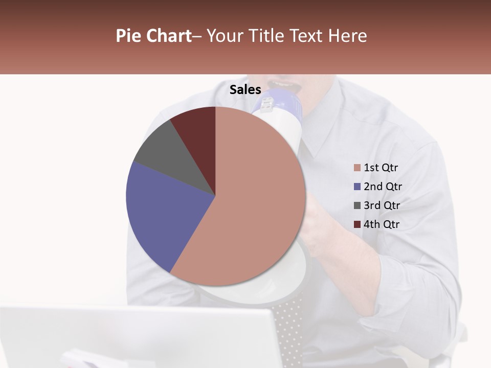 A Man Holding A Megaphone In Front Of A Laptop PowerPoint Template