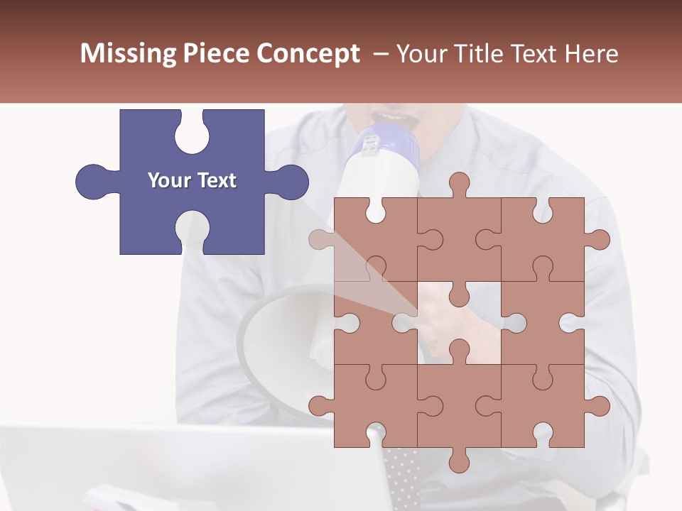 A Man Holding A Megaphone In Front Of A Laptop PowerPoint Template